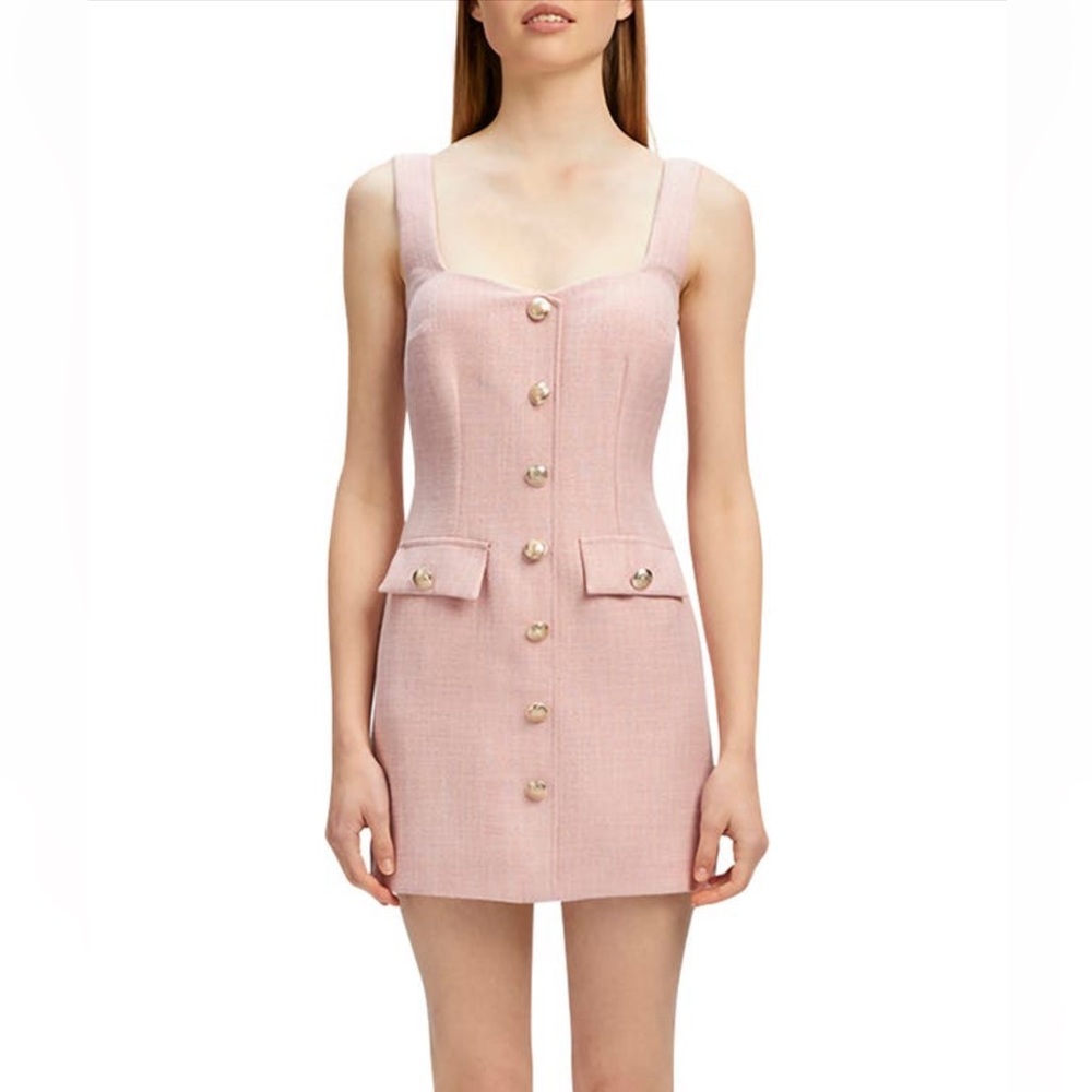 Bardot Pale Pink Button-Front Mini Dress